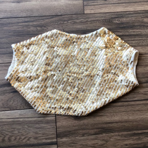 NWT Arden B. Cream Gold Sequin Sweater Shrug - Picture 6 of 8